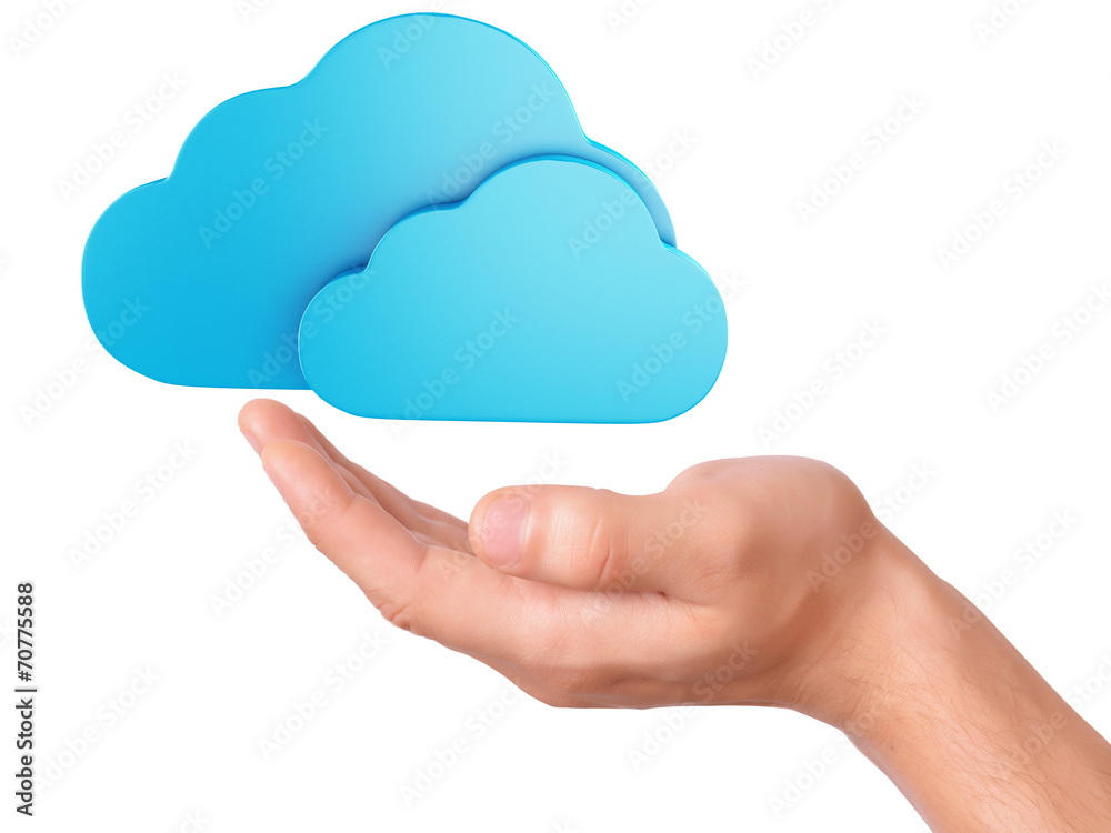 Wall mural hand hold cloud computing symbol