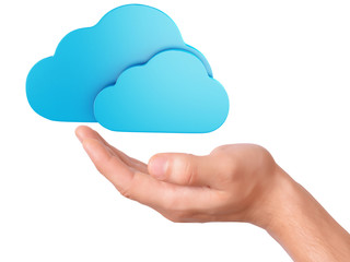 hand hold cloud computing symbol