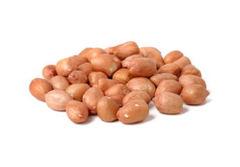 pile of peanuts on white background