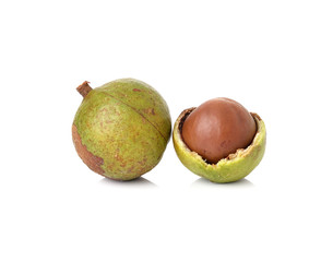 macadamia nuts on white background