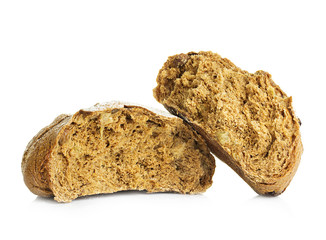 loaf of rye bread isolated on white background
