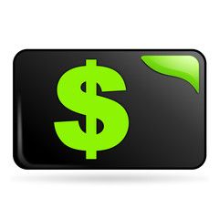 dollar sur bouton web rectangle vert