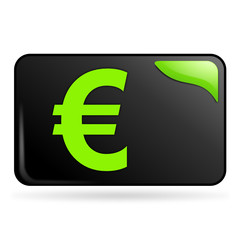 euro sur bouton web rectangle vert