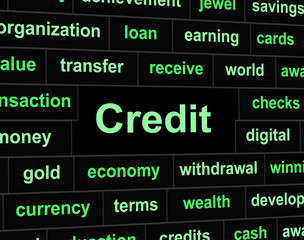 Fototapeta premium Debts Credit Means Debit Card And Bankcard