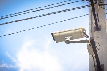 image of cctv camera on electric pole