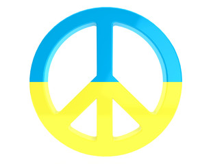 Peace Concept. Peace Sign with Ukraine flag