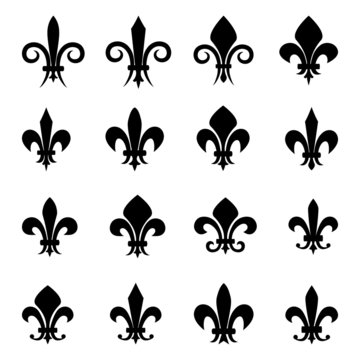 Set of 16 different Fleur De Lis symbols