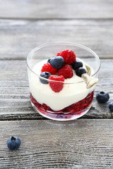 panna cotta with raspberry syrup