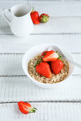 breakfast in a white bowl