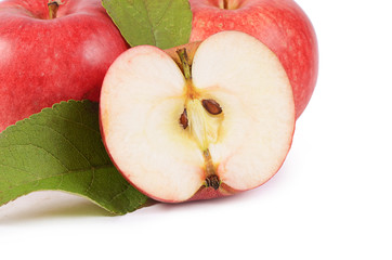Red fresh apples isolated on white background