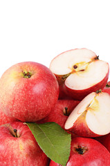 Red fresh apples isolated on white background