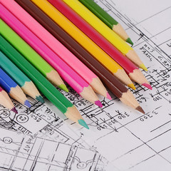 Projects of houses with color pencil