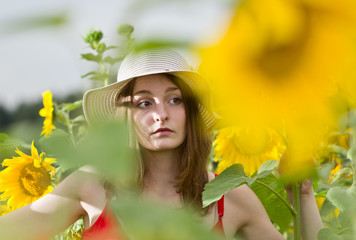 Girl and sunflower