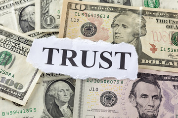 Word "Trust" on Dollar Bills