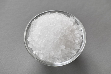 Sea salt in a glass bowl
