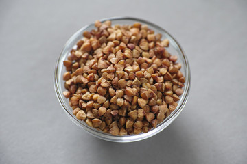 Buckwheat in a glass bowl