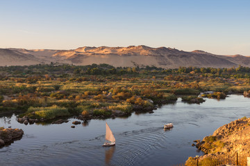 Leven op de rivier de Nijl, Aswan, Egypte