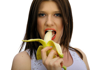 kobieta z bananem