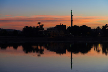 sunrise at Edfu, Nile River, Egypt
