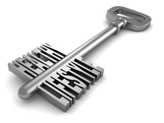 HEALTHY LIFESTYLE concept key on white background