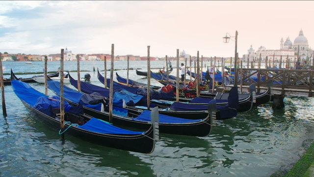 Venice with gondolas on Grand Canal.