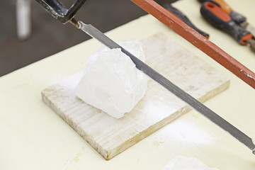 Cutting quartz stone