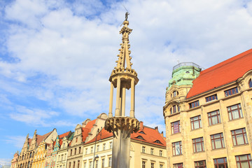 Ghotic pillory in the market of the old city in Wroclaw< Poland