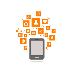 Tablet social icons web vector