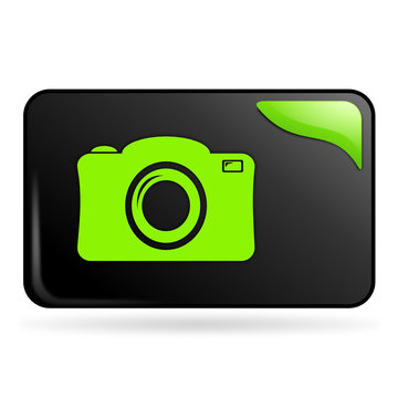 appareil photo sur bouton web rectangle vert