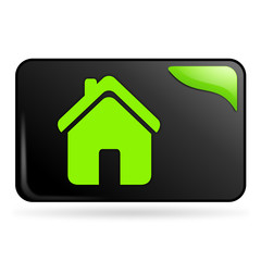 maison sur bouton web rectangle vert