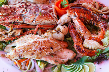 Grilled seafood platter