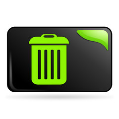 poubelle sur bouton web rectangle vert