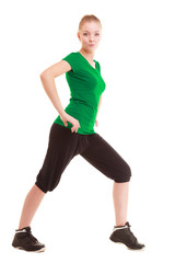 Obraz na płótnie Canvas Sport. Flexible fitness girl doing stretching exercise
