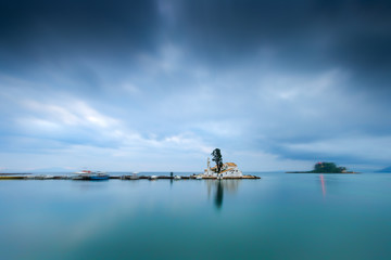scene of Vlacherna monastery, Kanoni, Corfu