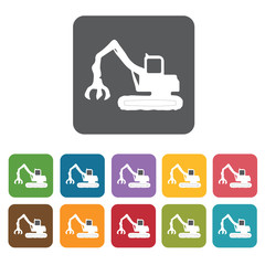 Crane truck building icon. Building and construction and home re