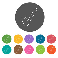Check icon. Check Mark Sign Symbol icon set. Round colourful 12