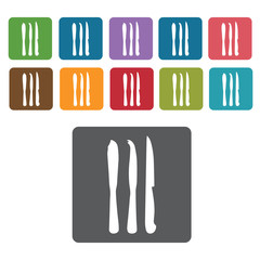 Set of knives icon. Cutlery Set and Kitchen Knives icon set. Rec