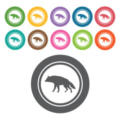 Wolf icon. Danger icon set. Round colourful 12 buttons. Vector i