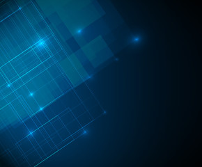 Blue Squares digital with Text - Vector Background