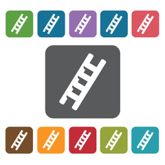Ladder icon. Fire fighting sign symbol icon set. Rectangle colou