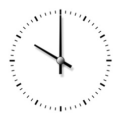 Clock without numbers isolated on white background.