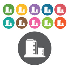 Water tank icon. Industy icons set. Round colourful 12 buttons.