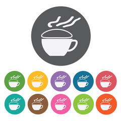 Cappuccino icon. Attaction of italy icon set. Round colourful 12