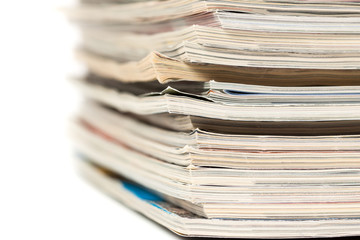 Colorful magazines up close