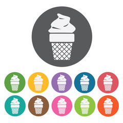 Ice cream icon. Attaction of italy icon set. Round colourful 12