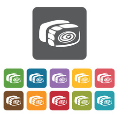 Sushi icon. Attraction of japanese icon set. Rectangle colourful