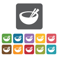 Chopsticks in a bowl icon. Attraction of japanese icon set. Rect