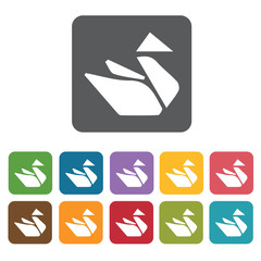Origami icon. Attraction of japanese icon set. Rectangle colourf