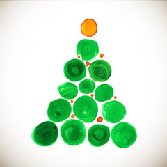 Christmas tree stylized watercolor illustration