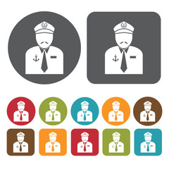Ship captain avatar icon. Set of profession people flat style ic